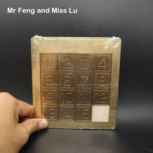 Collection Chinese Number 1 To 15 Huarong Road Brain Teaser Game Puzzle Model Mind Intelligence Toys For Children Pure Brass
