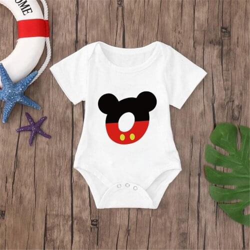 2021 Newborn Baby Rompers Alphabet Mickey Mouse ABC Printed Baby Boys Girls Clothes Summer White Soft Infant Toddler Onesie