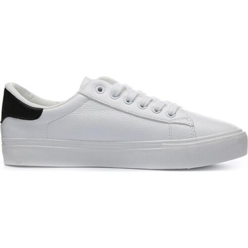 White Casual Skateboarding Shoes For Women PU Leather Low-Cut Fashion Sneaker Lace Up Sports Shoes Platform Trainers Summer