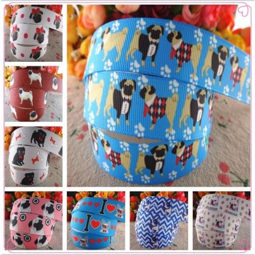 18041903, 7/8" 22mm 50 yards/lot dog grosgrain ribbons gift packaging DIY handmade materials