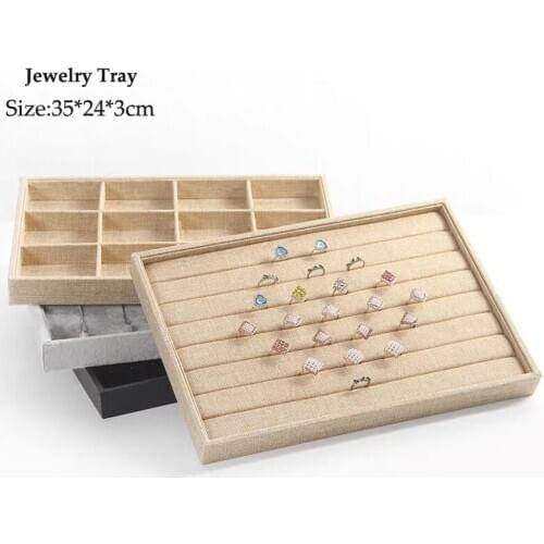 Wholesale Linen Jewelry Display Tray for Ring Necklace Pendant Earring Showcase Combination Storage Jewelry Organizer