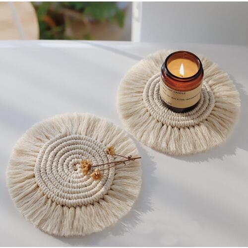 Macrame Northern Europe style pure handcrafted cotton braid cup pad the home of the home decoration tablecloth table mat Bohemia