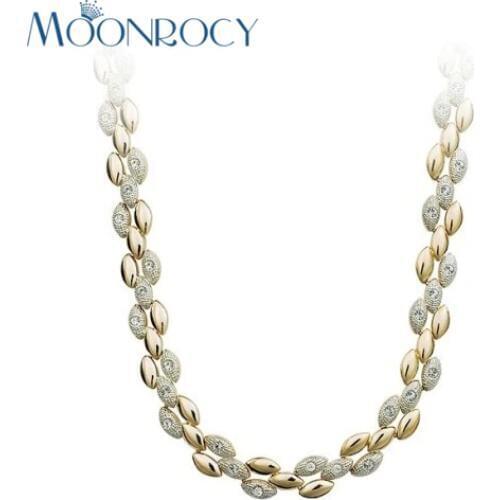 MOONROCY Free Shipping Zirconia Fashion Crystal Necklace Gold Color Crystal jewelry Fashion Necklace for women Gift