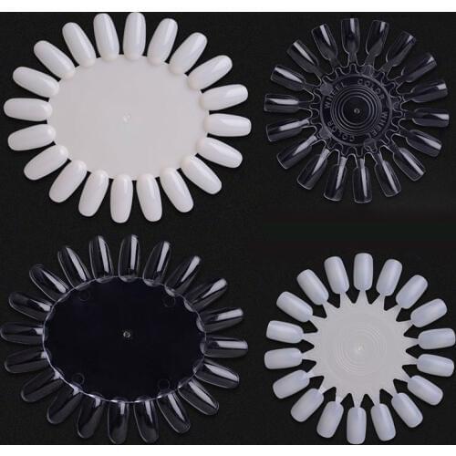 5pcs False Nail Tips Display Chart Acrylic Gel Polish Palette Wheel Nail Art Tips Sticks Practice Tool Natural/Clear Color Card