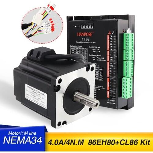 Nema34 Closed-loop step motor 4.0N.M 4.0A 86EH80A4001 Hybrid closed loop 2-phase + Stepper Motor CL86 Drive Nema 34 86 motor