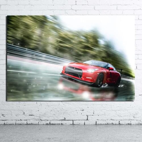 Nissan GTR Supercar Photo Decorative Posters and Prints Canvas Painting Wall Art Picture For Living Room Decor