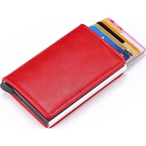 Bycobecy New Arrivals RFID Carbon Fiber Button Bank Card Holder Anti-theft Metal Aluminum Wallet Men ID Card Case Dropshipping