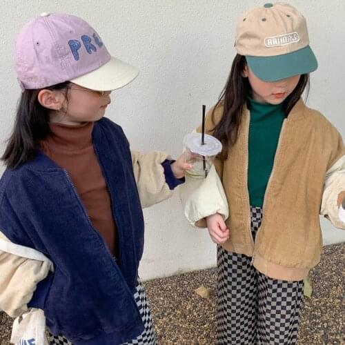 Autumn New Childrens Clothing Jacket Boys And Girls Corduroy Quilted Baseball Uniform Warm Casual Jacket