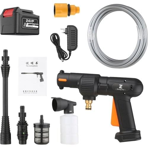 Cordless 200W High Pressure Washer Gun Electric Car Cleaning Tool Car Cleaning Device Water Pump with Foaming Bottle