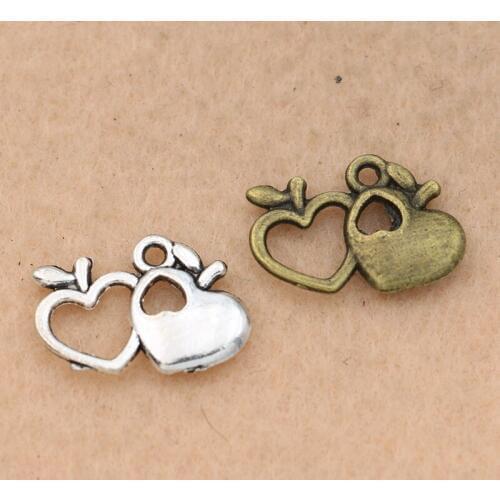 KJjewel Antique Silver Plated Apple Charms Pendants for Jewelry Making Bracelet Accessories Diy Findings 12x18mm 20pcs
