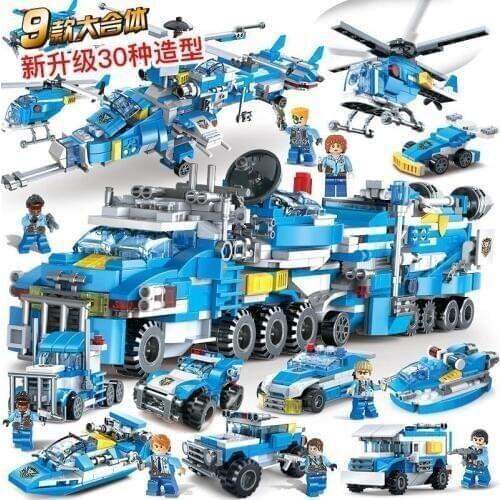 A Variety Of Compatible Happy High Boy City Assembling Military Eat Chicken Children Alpinia Oxyphylla Toys Special Police Car