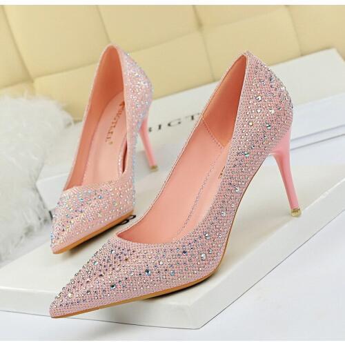Rhinestone Women Pumps Classic Stiletto Women High Heels Sexy Pointed Toe Women Heel Pumps Ladies Shoes Party Wedding Shoes