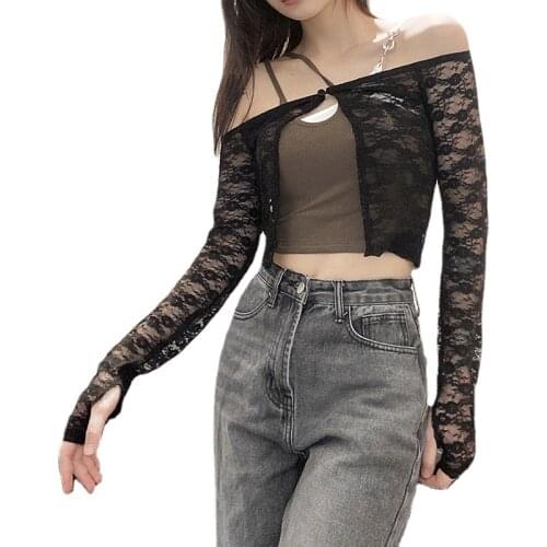 Camisole womens tops Summer short tops 2021 new lace slim warm Long sleeve suspenders joker ladies bottoming tops for women