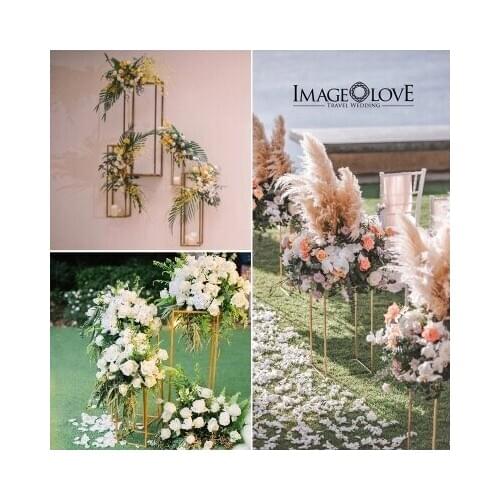 Gold Wedding Centerpiece metal flower stand flower vase 10pcs aisle road leads free shipping