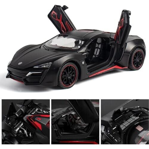 1:24 high simulation simulation Lyken sports car sound and light pull back 4 door can be open model toy car for children gifts