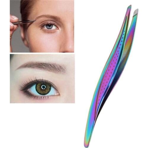 1Pc Women Rainbow Eyebrow Clips Stainless Steel Flat Tip Eyelash Clip Face Hair Remover Make up Tool