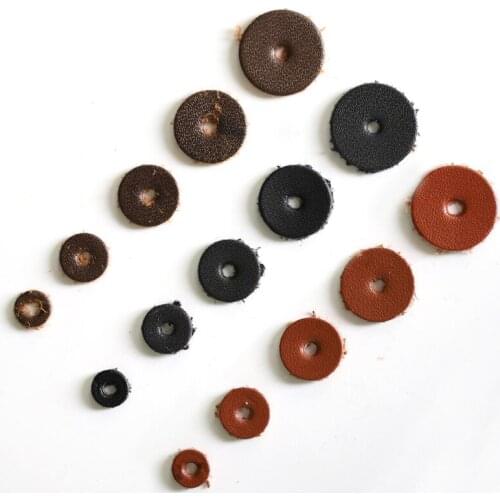100pcs/lot Vintage Genuine Leather Flat Round Spacer 6 8 10 12 14mm Cow Leather Thin Separation Spacers DIY Jewelry Making Gift