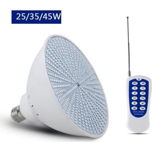 12v Swimming Pool Lamp 25/35/45w Led Underwater Light Replacement Light Source 7 Color Par38 Bulb Remote Control Waterproof Ip68