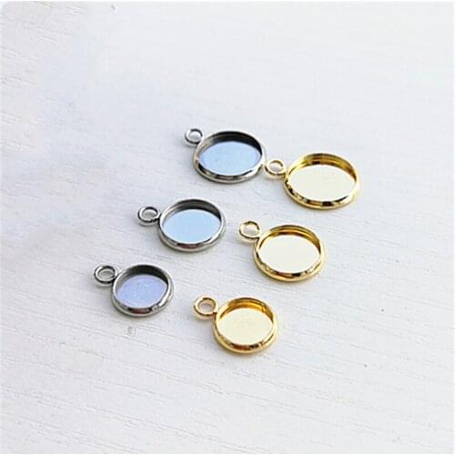 20pcs 25mm pendant blank base gold color Stainless Steel Pendant Settings Cabochon Base Trays Blank Fit Cabochons Cameo DIY