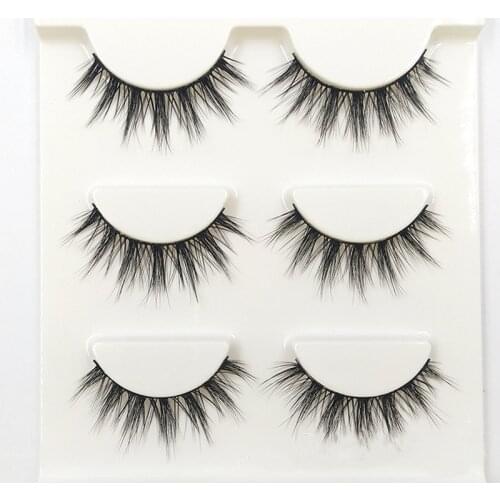 3D-09 Natural Tapered Black Terrier False Eyelashes Fashion Ball Smoke Makeup Fake Eyelashes Cross Messy Soft 3D Eye Lashes