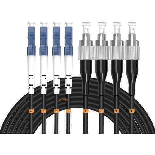 49ft Outdoor Armored 15 Meters LC-FC 4 Core 9/125 OS1 Single-mode Fiber Optic Cable Patch Cord Jumper LC to FC LC/PC-FC/PC