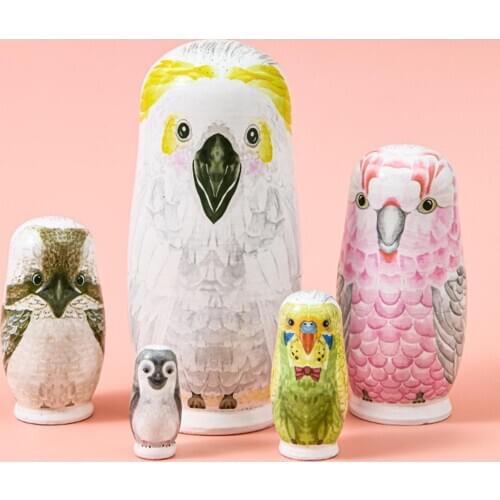 5Pcs/Set Stackable Cartoon Owl Matryoshka Gift Ornament Nesting Dolls Puzzle Toy Children Toys Birthday Christmas New Year Gift