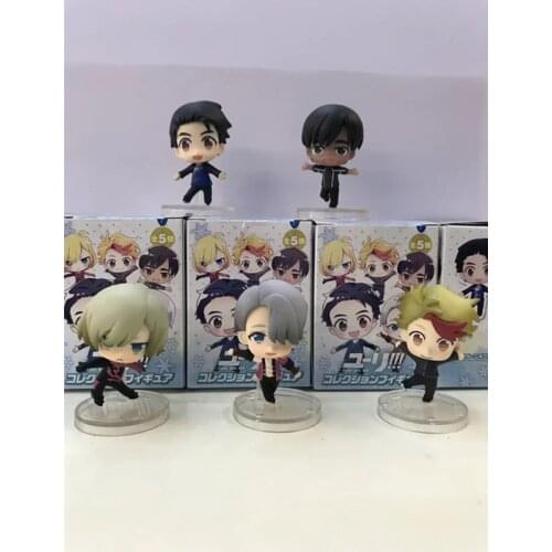 5Pcs/Set Aniem Yuri!!! On Ice Figurine 8cm Yuri Katsuki Victor Nikiforov Plisetsky Action Model Toy Gifts Kawaii Desktop Pop