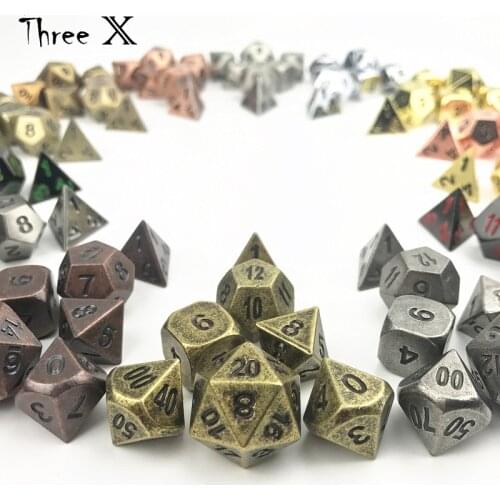 7pc/set Metallic Dice Juegos De Mesa Dados Rpg,Set of D4-D20 Polyhedral for Rpg Game Playing