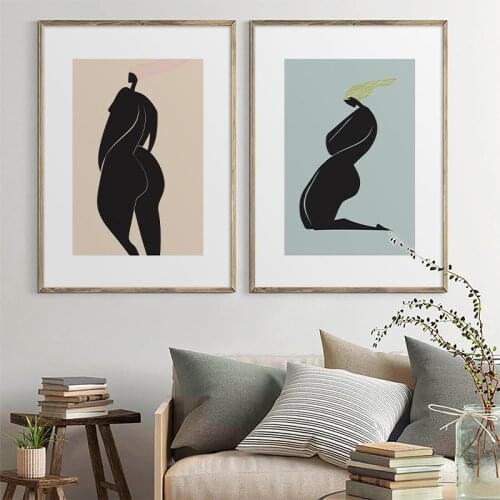 Abstract Dancing Nude Poster Contemporary Wall Art Minimalist Canvas Print Painting Nordic Pictures for Living Room Home Decor