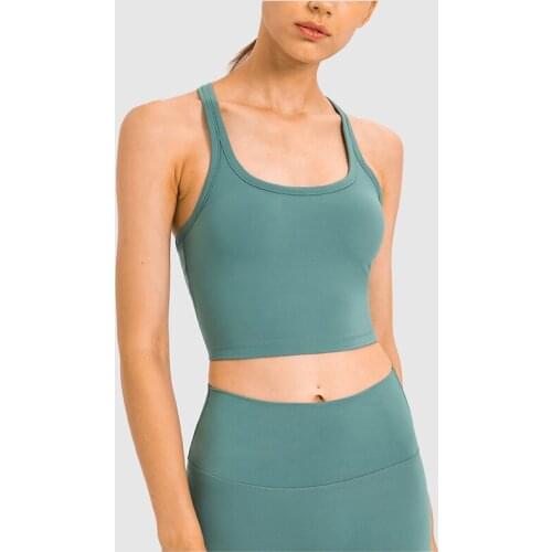 18Colors Second Skin Feel Racerback Yoga Bra Vests Workout Crop Top Women Padded Push Up Training Fitness Sports Gym Underwear