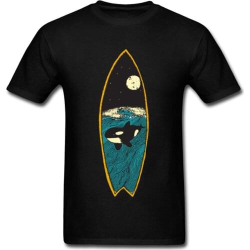 New Arrival Killer Whale Orcinus Print Men T-shirt Vintage Style Male Short Sleeve Black Green T Shirts Cartoon Painting