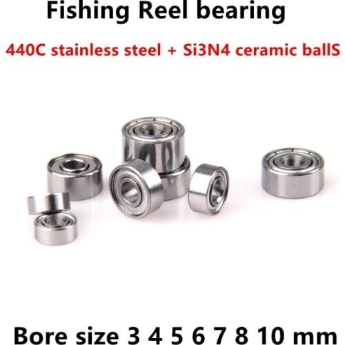 10pcs fishing Reel bearing stainless steel hybrid ceramic ball Bore size 3 4 5 6 7 8 10 mm Reel Rods Coil Bearings Repair Refit