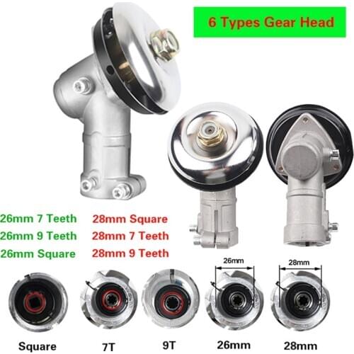 26/28mm Grass Trimmer Head Adapter 7/9 Teeth Square Gearbox Gear Head Brush Cutter Replacement Tools Lawn Mover Power Parts