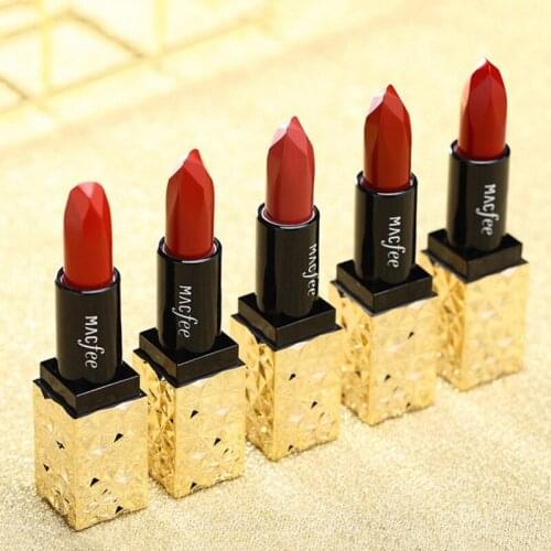 Non-Stick Cup 5 Colors Red Velvet Lipstick Waterproof Long-lasting Glossy Diamond Lipstick Makeup Lip Cosmetic Gift new
