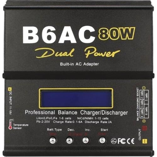 HM B6 Charger Black IMAX B6AC 80W 6A Smart Balance Charger Lithium Battery Ni-MH