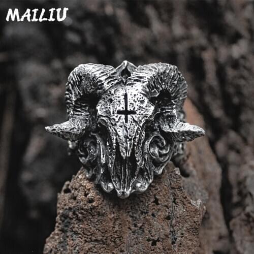 Retro Devil Sheep Ring Punk Exaggerated Spirit Snake Ring Frog Animal Personality Stereoscopic Opening Adjustable Ring Jewelry