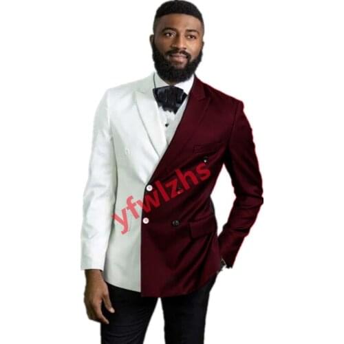 Handsome Double-Breasted Groomsmen Peak Lapel Groom Tuxedos Mens Wedding Dress Man Blazer Prom Dinner (Jacket+Pants+Tie) A240