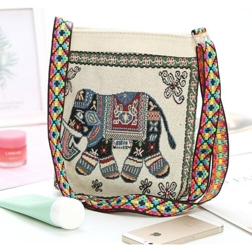 Summer Womens Bag New Style Messenger Bag Elephant National Style Embroidery Small Square Bag Fashion Mobile Phone Shoulder Bag