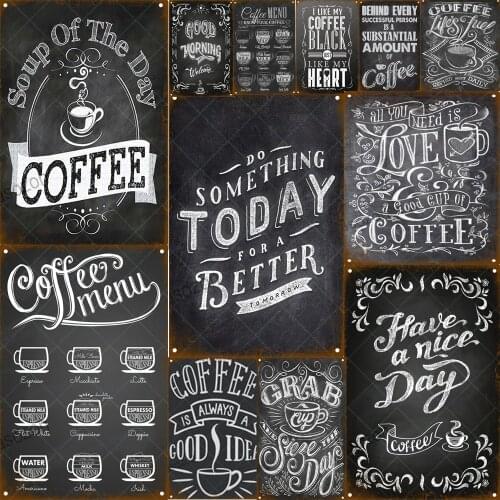 Blackboad Today Coffee Sign Vintage Metal Plaque Wall Decor for Kitchen Coffee Shop Bar Cafe Retro Tin Sign Metal Posters