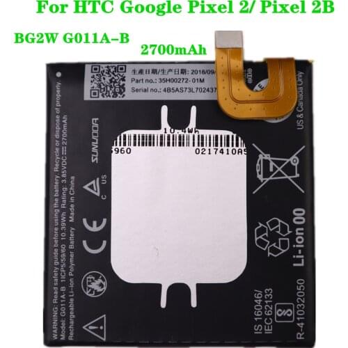 Mobile Phone Battery For Google Pixel 2B / Pixel 2 Batteries 2700mAh G011A-B BG2W Batteries