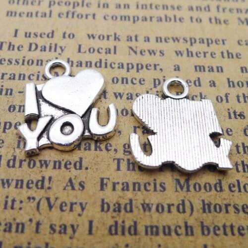RAINXTAR Fashion Alloy I Love You Letter Charms 15*16mm 100pcs AAC146