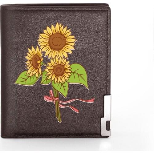 Fashion Sunflower Flower Printing Mens Wallet Leather Purse For Men Credit Card Holder Short Slim Money Bags