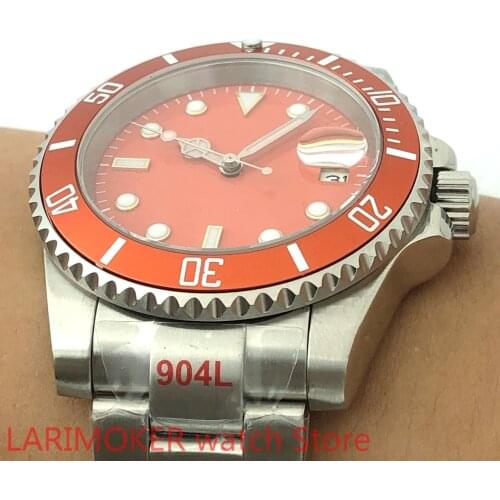 NO LOGO BLIGER Sapphire Glass Ceramic Bezel Orange Dial Orange Super Bright Automatic Winding Fashion Domineering Mens Watch