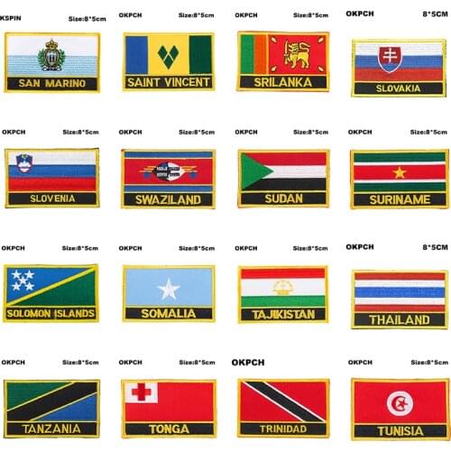 National Flag Embroidery Patch Badge San Marino Saint Vincent Sri Lanka Slovakia Slovenia Swaziland Suriname Solomon Islands