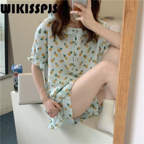 2021 Summer New Pajamas Womens Printing Casual Pajamas Suit Two Piece Set Summer Kawaii Pajama Pajamas for Teen Girls