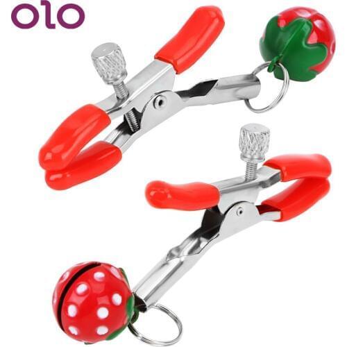OLO Sex Toys for Couple Metal Strawberry Adult Games Breast Clips Nipple Stimulator Sex Slave Restraints Nipple Clamps