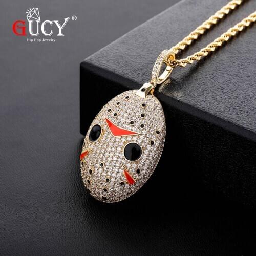 GUCY Bing Pendant Necklace Hip Hop Gold Color Iced Out Cubic Zircon Necklaces With Tennis Chain Mens Jewelry Gift Party
