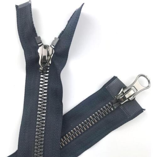 Punk No. 8 resin imitation metal tooth zippers for sewing bright black teeth double open tail 120CM down jacket zipper AQ022