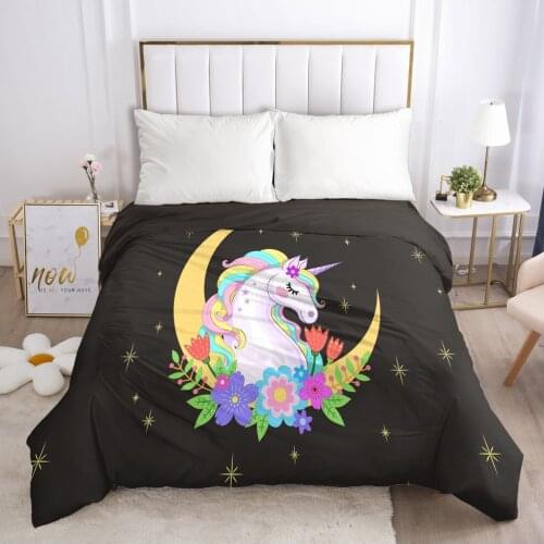 Unicorn Cartoon Duvet Cover with Zipper Comforter/Quilt/Blanket Case 140x200 220x240 3D Bedding For Kids Child Baby Girls Boys