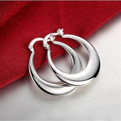 Silver Plated Glossy Large Circle Crescent Earrings Are Suitable for Womens Wedding Party Charm Jewelry Unusual Earrings